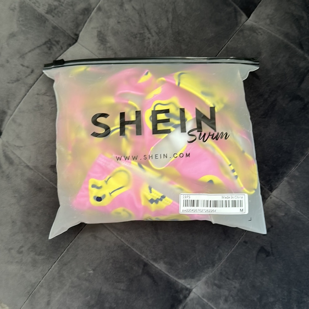 SHEIN Happy Face 3 Piece Swim Set with Skirt - Picture 3 of 3